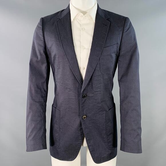 DRIES VAN NOTEN Size 40 Navy Grey Stripe Cotton Blend Notch Lapel Sport Coat - Picture 1 of 8